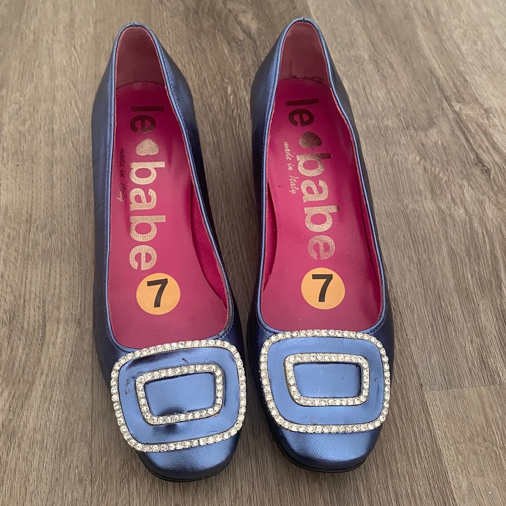 Like New Blue Women's Metallic Pump - Size 7
